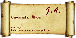 Gavansky Ákos névjegykártya