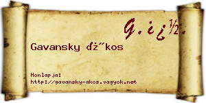 Gavansky Ákos névjegykártya
